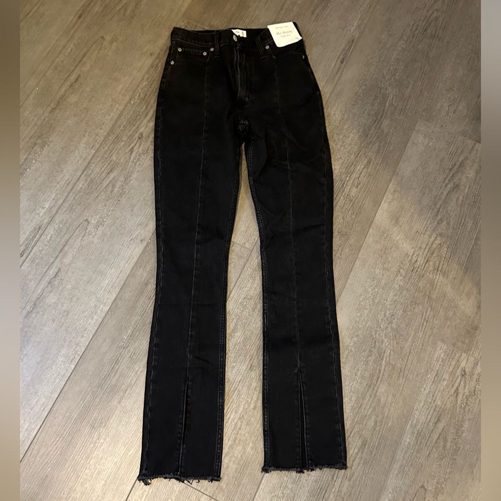 Abercrombie and Fitch high rise skinny jeans with a slit